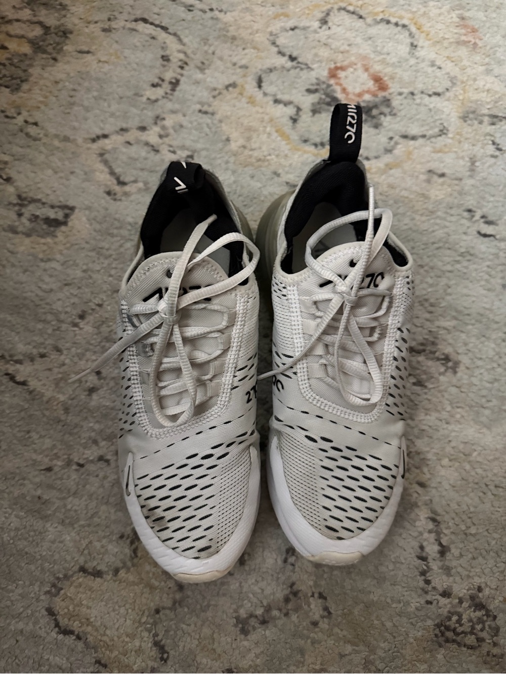 Nike Air Max 270 Women’s Sneakers - White with Black Swoosh - Picture 3 of 7